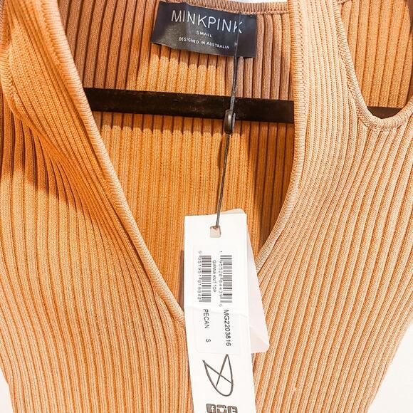 NWT Minkpink Gianna Crisscross Ribbed-Knit Long Sleeve Top - Picture 3 of 7